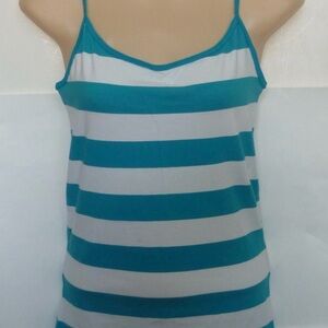 Aeropostale Teal and White Striped Spaghetti Strap Camisole NWT